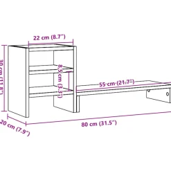 vidaXL Soporte monitor organizador escritorio madera Roble ahumado Hot