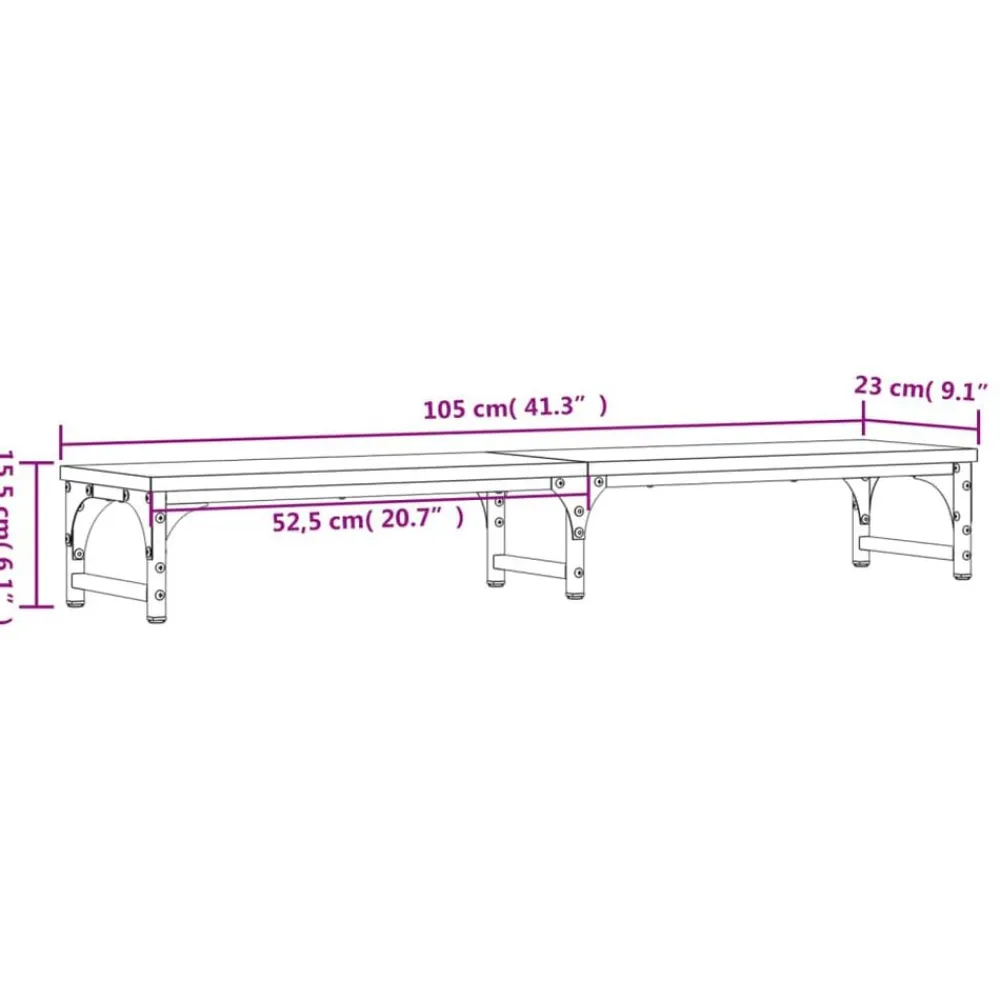 vidaXL Electrónica-Soporte pantalla madera ingeniería marrón roble 105x23x15,5 cm