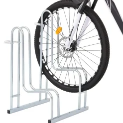 vidaXL Actividades Al Aire Libre-Soporte para 2 bicicletas suelo independiente acero galvanizado