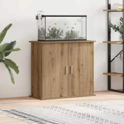 vidaXL Productos Para Mascotas-Soporte para acuario de roble artesanal, 81 x 36 x 73 cm, madera de ingeniería