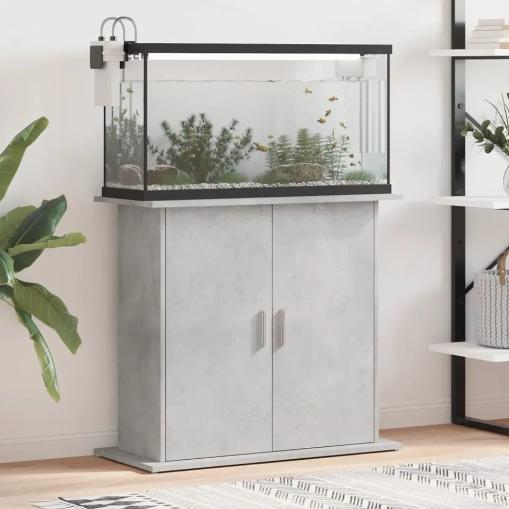vidaXL Soporte para acuario de hormigón gris 81x36x73 cm de madera sintética Gris hormigón Hot