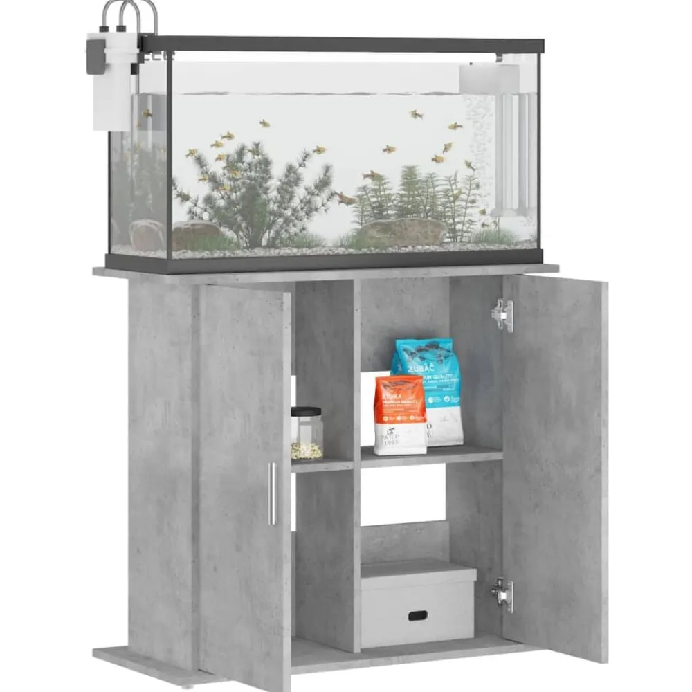 vidaXL Soporte para acuario de hormigón gris 81x36x73 cm de madera sintética Gris hormigón Hot