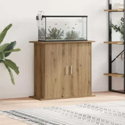 vidaXL Productos Para Mascotas-Soporte para acuario de roble artesanal, 81 x 36 x 73 cm, madera de ingeniería