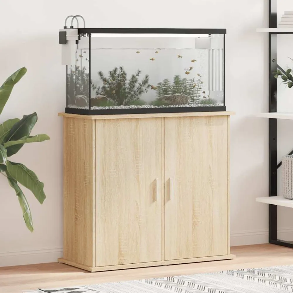 vidaXL Soporte para acuario de 81x36x73 cm de madera de ingeniería Roble Sonoma