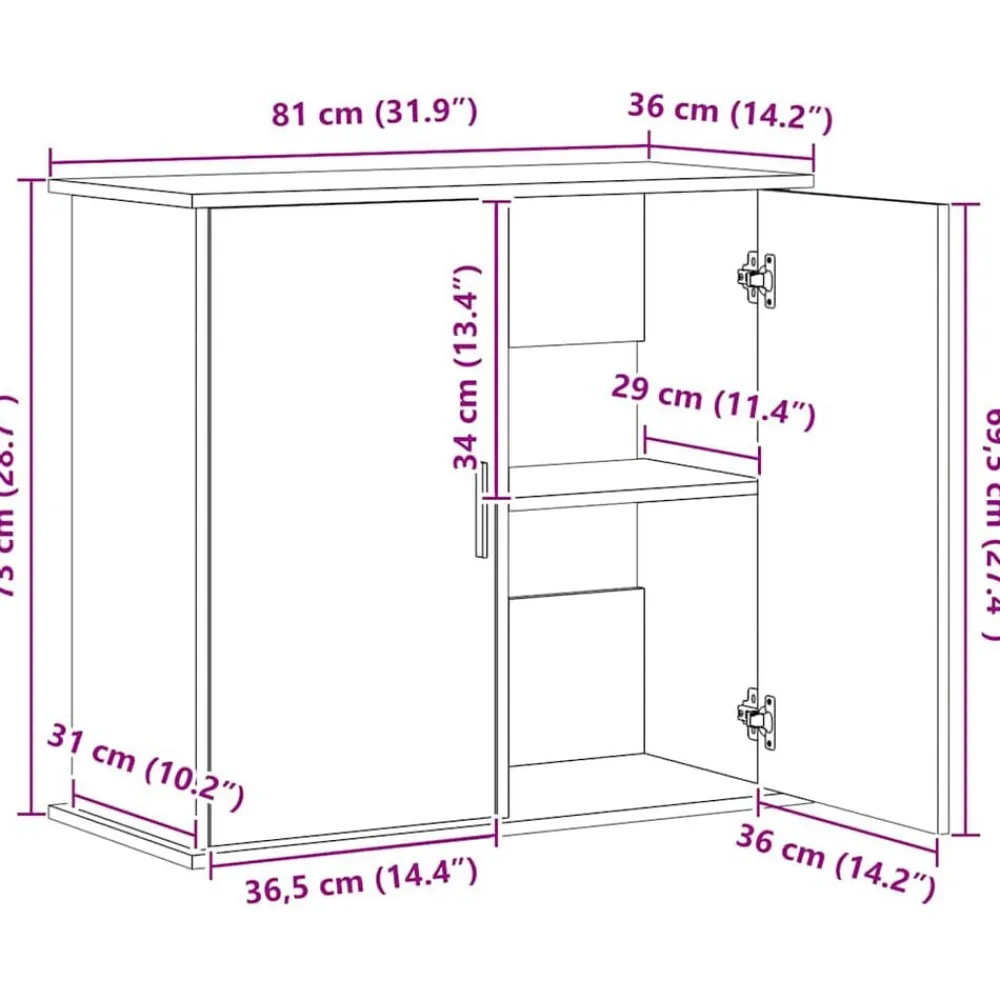 vidaXL Soporte para acuario de 81x36x73 cm de madera de ingeniería Roble Sonoma