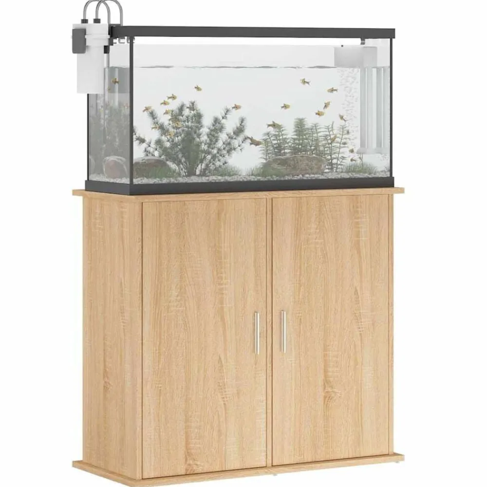 vidaXL Soporte para acuario de 81x36x73 cm de madera de ingeniería Roble Sonoma