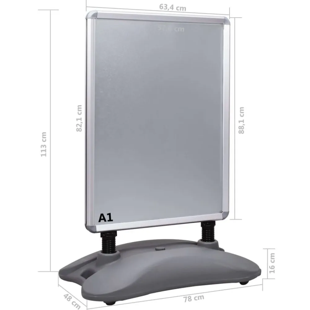 vidaXL Venta Al Por Menor-Soporte para carteles A1 base de agua aleación de aluminio