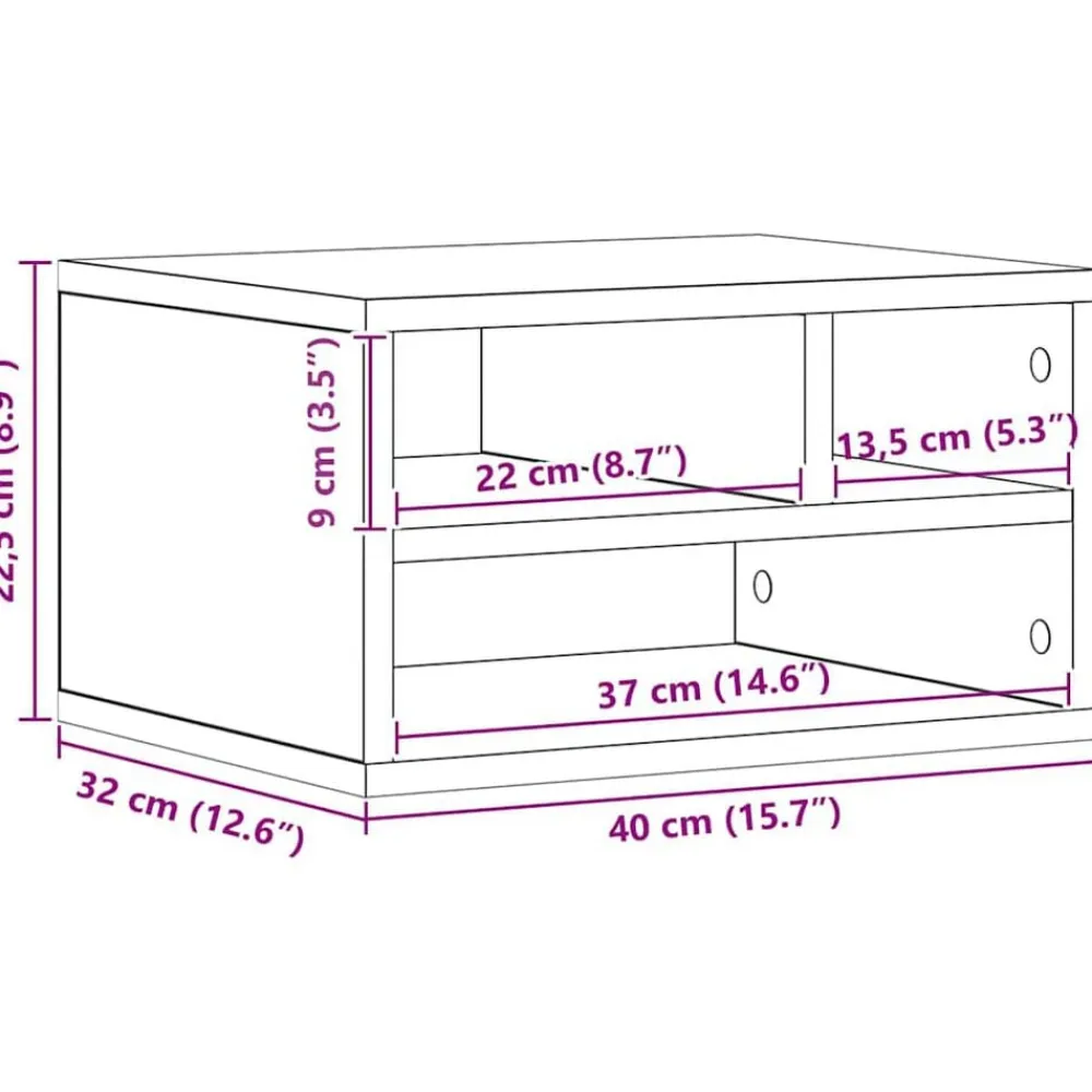 vidaXL Soporte para Impresora 40 x 32 x 22,5 cm Roble negro Clearance