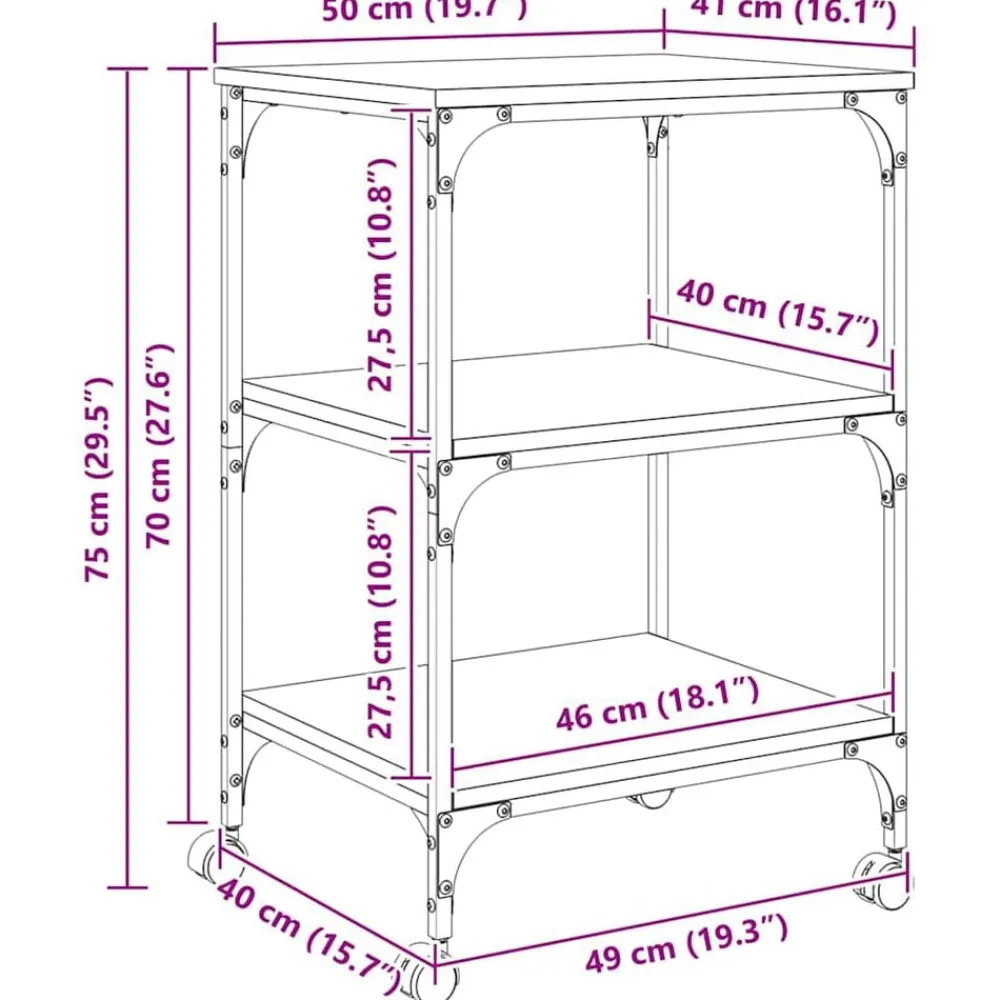 vidaXL Soporte para Impresora Roble artesanal 50 x 41 x 75 cm Roble artisan Clearance