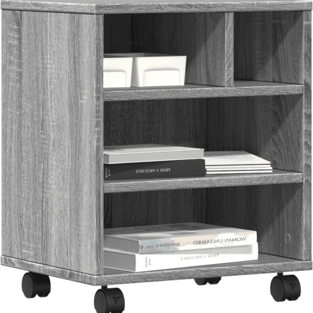 vidaXL Soporte para impresora con ruedas 41x32x48 cm Gris sonoma Outlet
