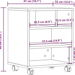 vidaXL Soporte para impresora con ruedas 41x32x48 cm Gris sonoma Outlet