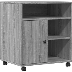 vidaXL Soporte para impresora con ruedas 60x50x67 cm Gris sonoma