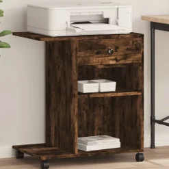 vidaXL Soporte para impresora con ruedas 60x40x68,5 cm Roble ahumado Best