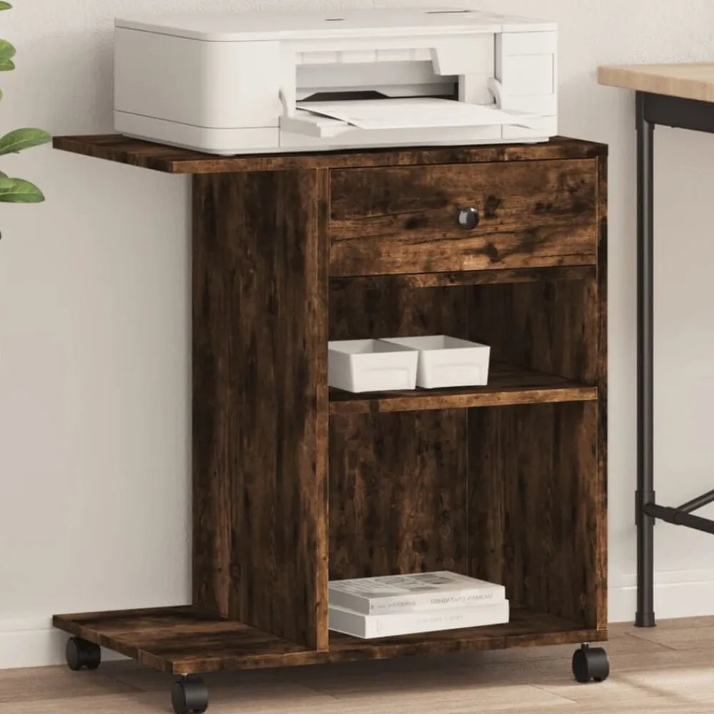 vidaXL Soporte para impresora con ruedas 60x40x68,5 cm Roble ahumado Best