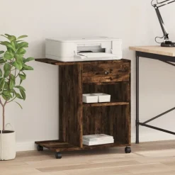 vidaXL Soporte para impresora con ruedas 60x40x68,5 cm Roble ahumado Best