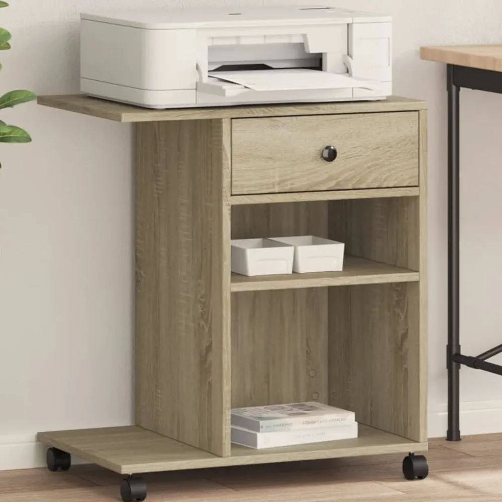 vidaXL Soporte para impresora con ruedas 60x40x68,5 cm Roble Sonoma Sale