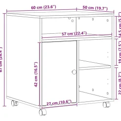 vidaXL Soporte para Impresora 60 x 50 x 67 cm Roble negro New