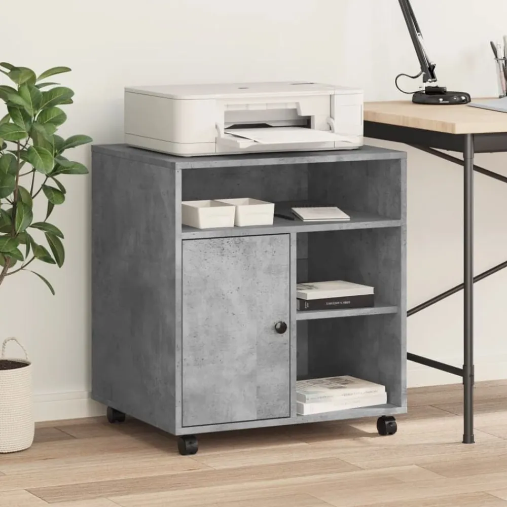 vidaXL Soporte para impresora con ruedas gris hormigón 60x50x67 cm Gris hormigón Online