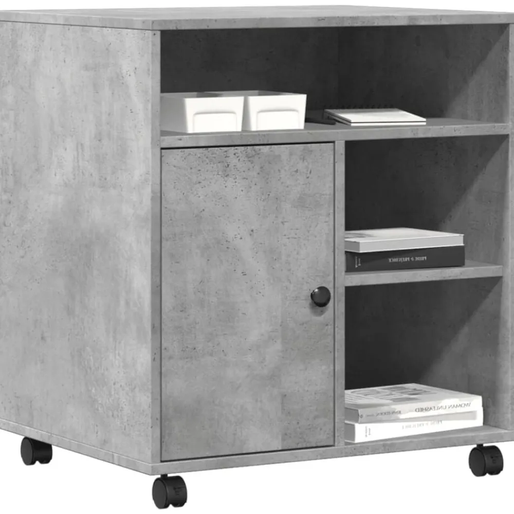 vidaXL Soporte para impresora con ruedas gris hormigón 60x50x67 cm Gris hormigón Online