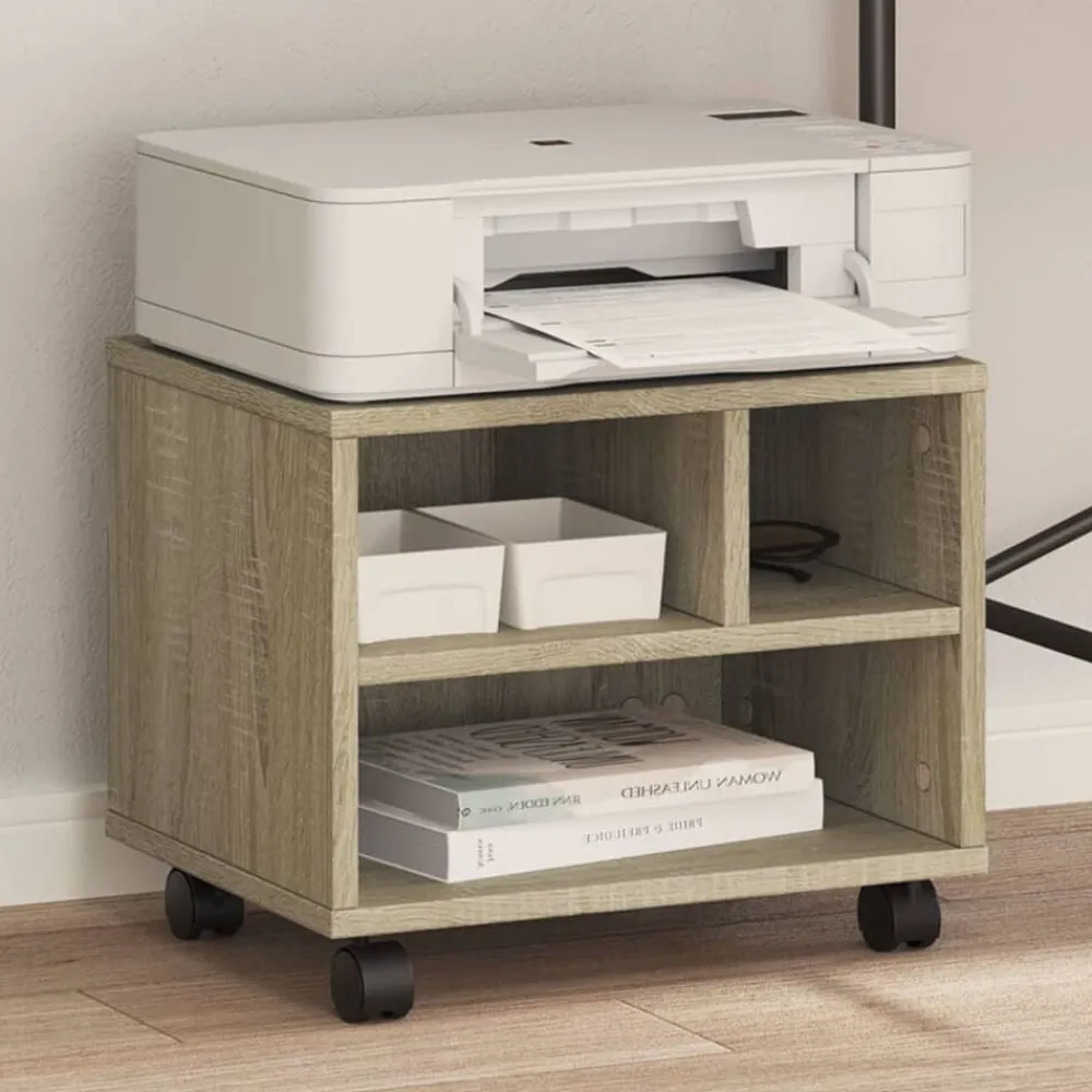 vidaXL Soporte para impresora con ruedas 41x32x34,5 cm Roble Sonoma Online