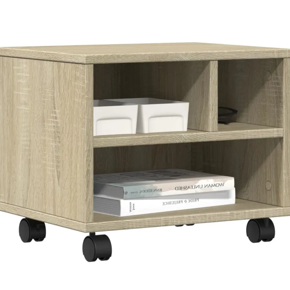 vidaXL Soporte para impresora con ruedas 41x32x34,5 cm Roble Sonoma Online