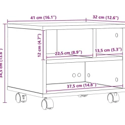 vidaXL Soporte para Impresora Roble artesanal 41 x 32 x 34,5 cm Roble artisan New
