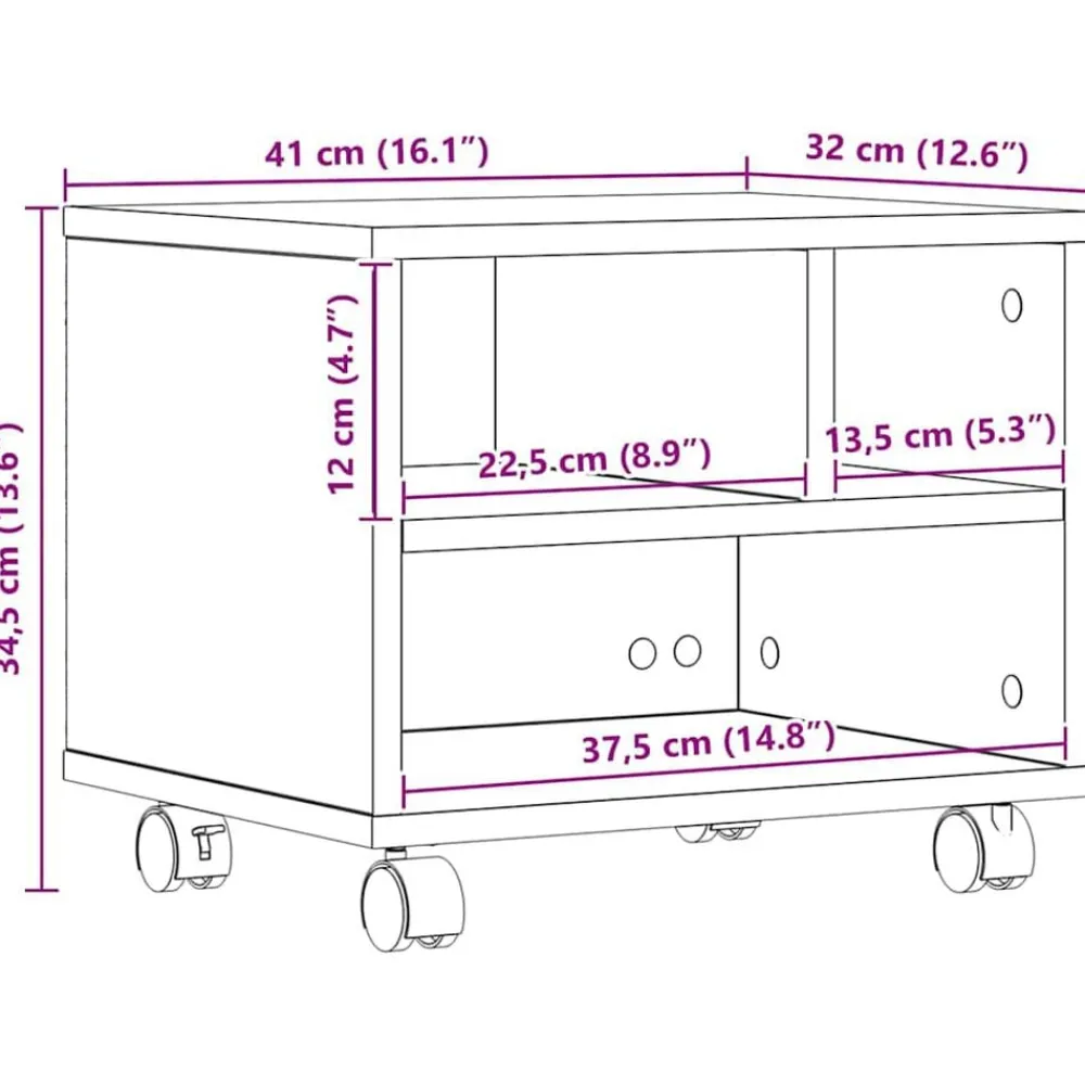 vidaXL Soporte para Impresora Roble artesanal 41 x 32 x 34,5 cm Roble artisan New