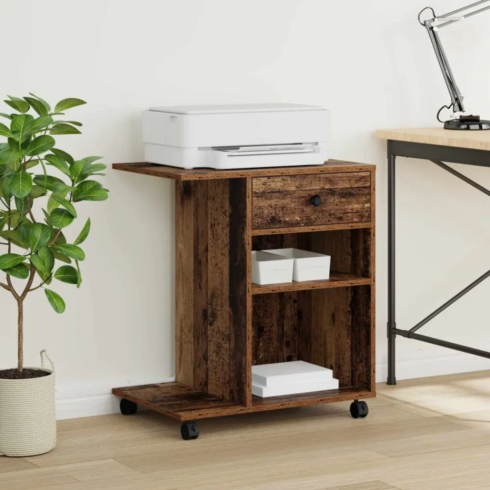 vidaXL Electrónica-Soporte para Impresora con cajón Madera vieja 60 x 40 x 68.5 cm