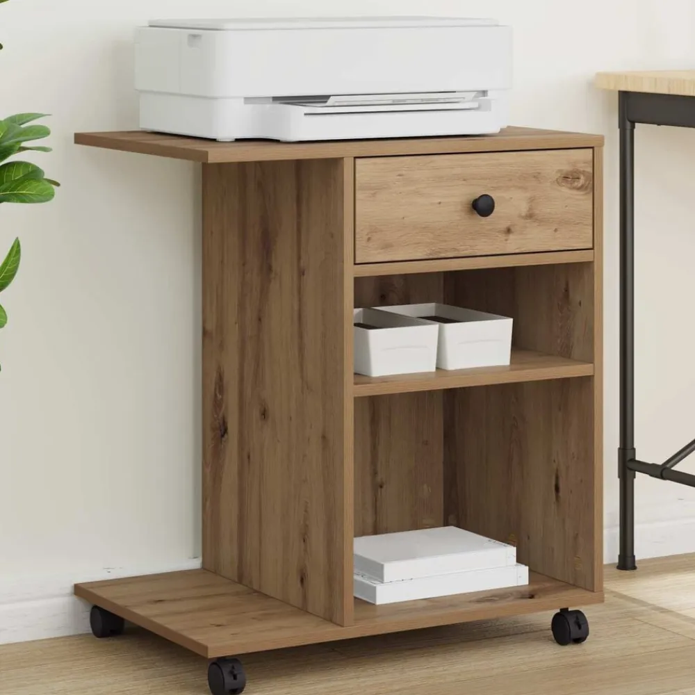 vidaXL Soporte para Impresora Liso Roble Artesanal 60 x 40 x 68.5 cm Roble artisan New