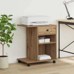 vidaXL Soporte para Impresora Liso Roble Artesanal 60 x 40 x 68.5 cm Roble artisan New