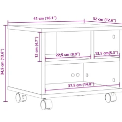 vidaXL Soporte para impresora con ruedas 41x32x34,5 cm Gris sonoma Sale