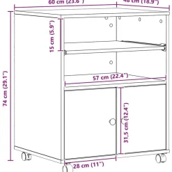 vidaXL Electrónica-Soporte para Impresora Madera vieja 60 x 48 x 74 cm