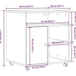 vidaXL Electrónica-Soporte para impresora con ruedas 60x50x67 cm