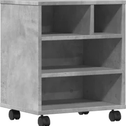 vidaXL Electrónica-Soporte para impresora con ruedas gris hormigón 41x32x48 cm