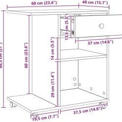 vidaXL Soporte para Impresora con cajón 60 x 40 x 68.5 cm Roble negro New
