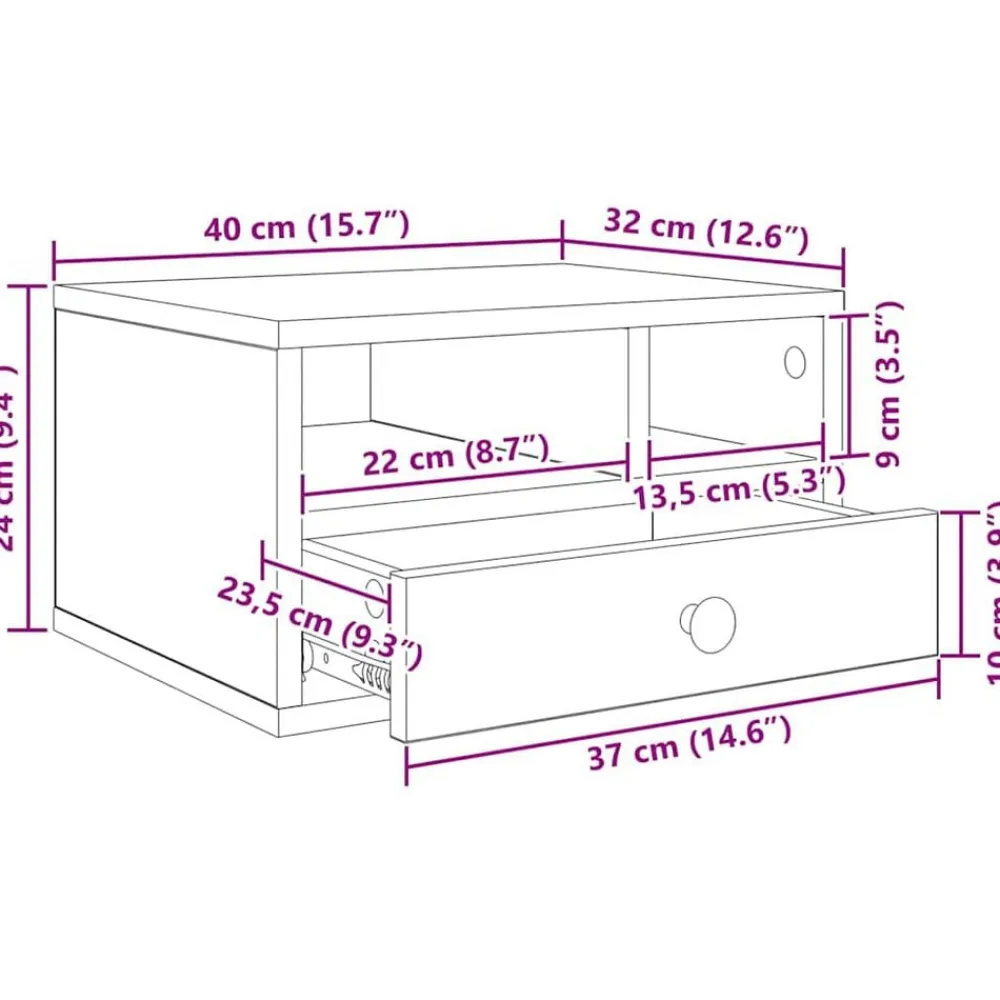 vidaXL Soporte para Impresora Roble artesanal 40 x 32 x 24 cm Roble artisan Sale