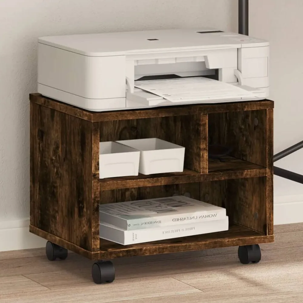 vidaXL Soporte para impresora con ruedas 41x32x34,5 cm Roble ahumado Best