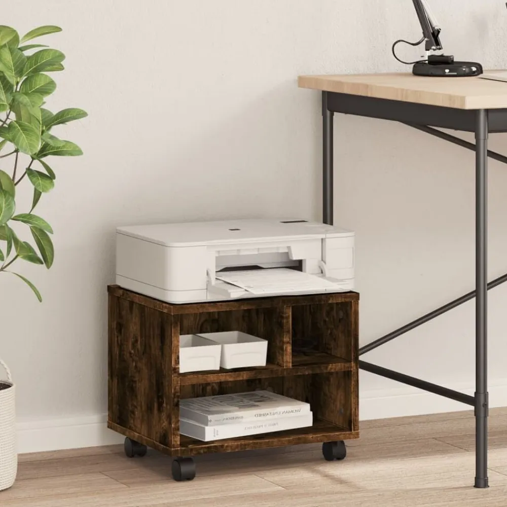 vidaXL Soporte para impresora con ruedas 41x32x34,5 cm Roble ahumado Best