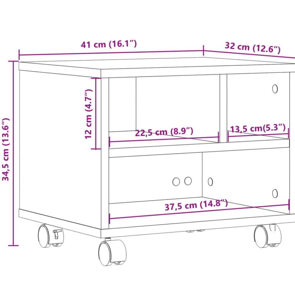 vidaXL Soporte para impresora con ruedas 41x32x34,5 cm Roble ahumado Best