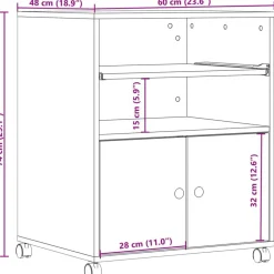 vidaXL Electrónica-Soporte para impresora con ruedas 60x48x74 cm