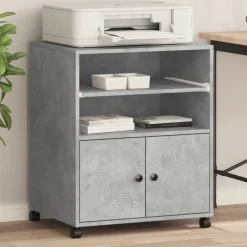 vidaXL Soporte para impresora con ruedas gris hormigón 60x48x74 cm Gris hormig&oacute;n Sale