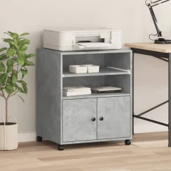 vidaXL Soporte para impresora con ruedas gris hormigón 60x48x74 cm Gris hormig&oacute;n Sale