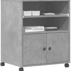vidaXL Soporte para impresora con ruedas gris hormigón 60x48x74 cm Gris hormig&oacute;n Sale