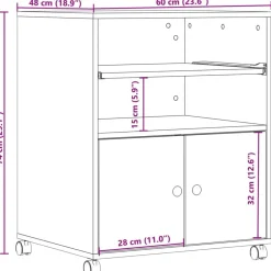 vidaXL Soporte para impresora con ruedas gris hormigón 60x48x74 cm Gris hormig&oacute;n Sale