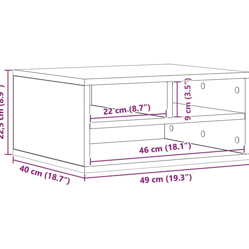 vidaXL Soporte para Impresora Madera vieja 49 x 40 x 22.5 cm Madera envejecida Hot