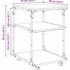 vidaXL Electrónica-Soporte para Impresora Roble artesanal 43 x 48 x 64 cm