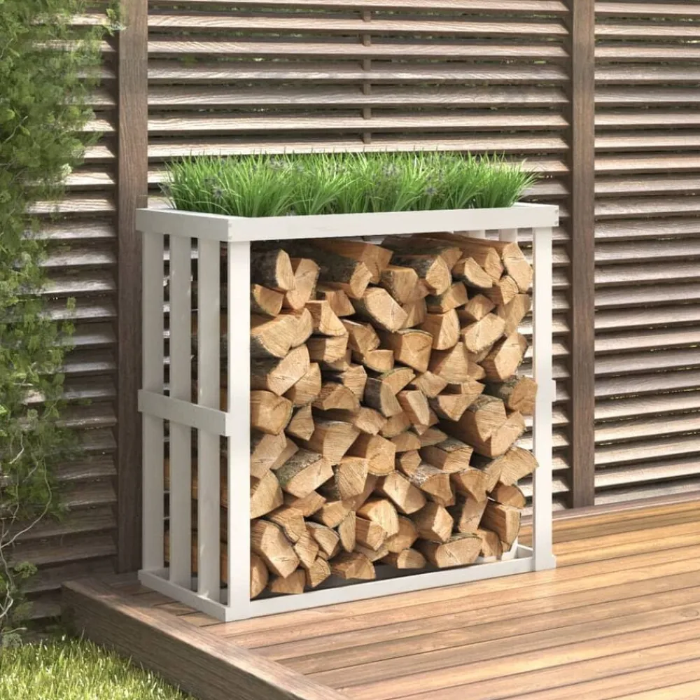 vidaXL Accesorios Para Hornos De Leña Y Chimeneas-Soporte para leña de exterior madera pino 108x52x106 cm