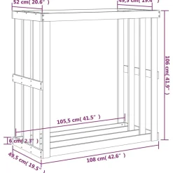vidaXL Accesorios Para Hornos De Leña Y Chimeneas-Soporte para leña de exterior madera pino 108x52x106 cm