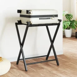 vidaXL Soporte para maletas bambú negro 68,5x38x58 cm Discount