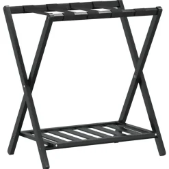 vidaXL Maletas Y Bolsos De Viaje-Soporte para maletas bambú negro 68x38x58 cm